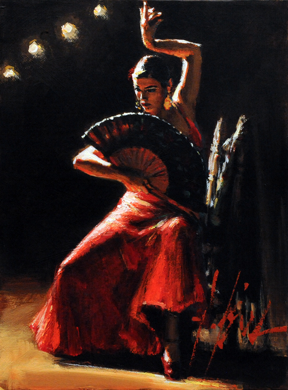 Fabian Perez - Celina con Abanico III - limited edition print on canvas